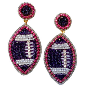 Boucles d’oreilles de football perlées GameDay violettes