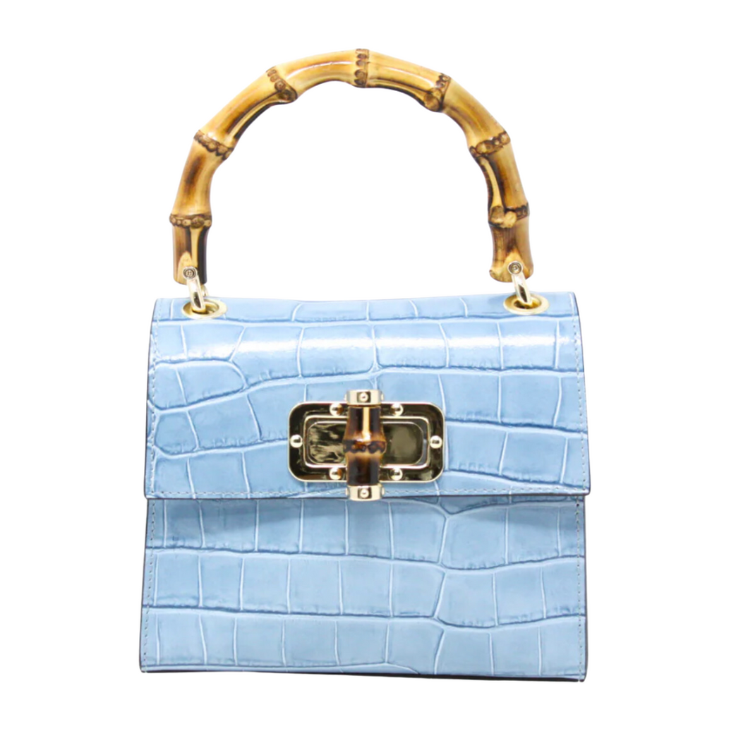 Gisele Bamboo Handle Handbag | Blue