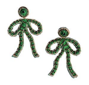 Coquette Embroidered Earrings | Green