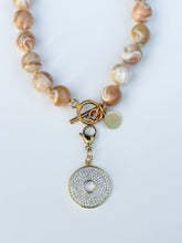 Load image into Gallery viewer, Pave Round Gold Charm Pendant
