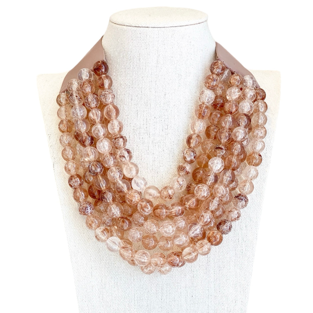 Shannan Beaded Layered Necklace | Brown