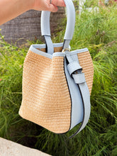 Load image into Gallery viewer, Julia Raffia and Leather Handbag | Light Blue
