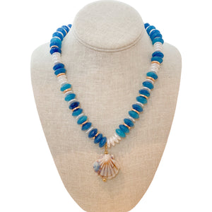 Rondelle Beads Necklace | Blue Concha