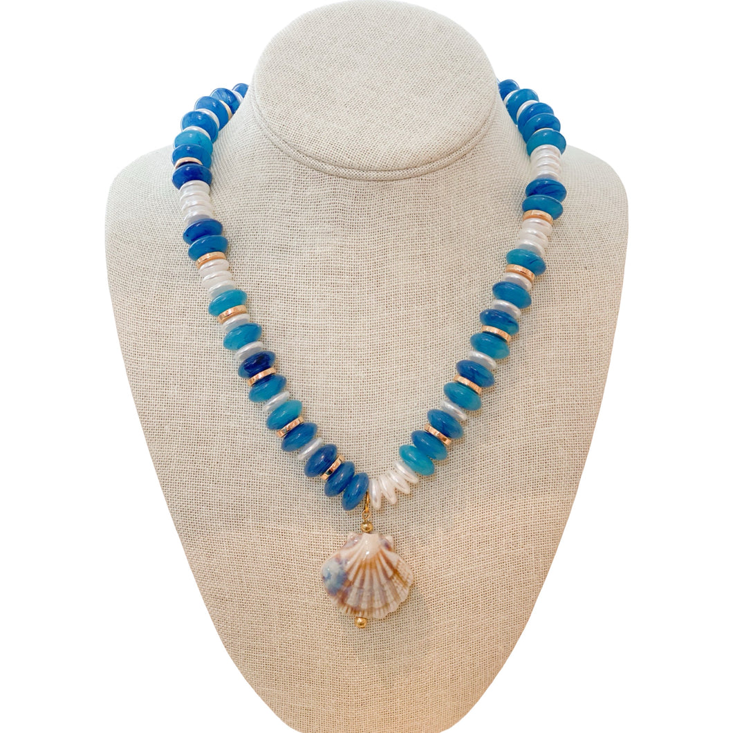 Rondelle Beads Necklace | Blue Concha