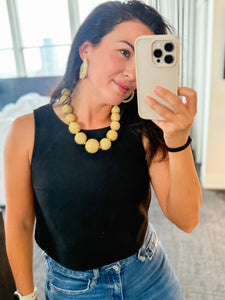 Genevieve Raffia Necklace | Linen