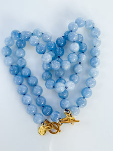 Blue Aquamarine Gemstone Knotted Necklace