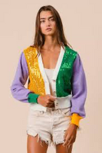 Charger l'image dans la galerie, Mardi Gras Long Sleeve Sweater with Sequins
