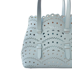 Mini Mia Perforated Leather Tote | Blue