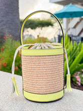 Load image into Gallery viewer, Monte-Carlo Raffia Bucket Handbag | Lemon Yellow
