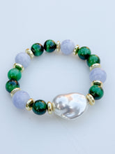 Load image into Gallery viewer, Green Tiger&#39;s Eye and Blue Lace Agate Bracelet | 10mm
