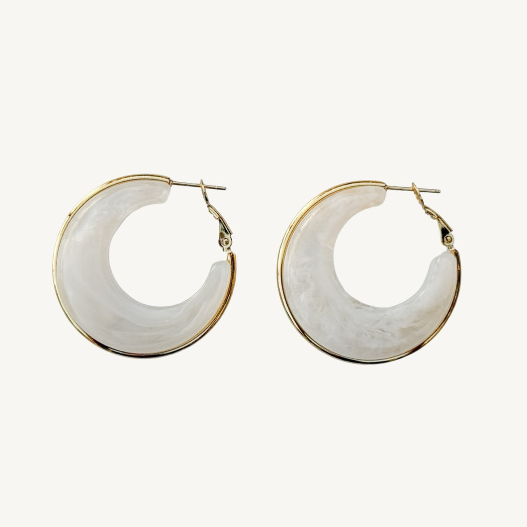 Resin Hoop Earrings | Ivory