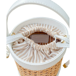 Monte-Carlo Cane Bucket Handbag | White