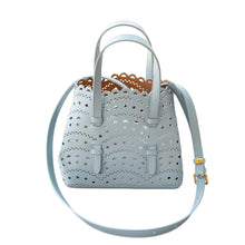 Charger l&#39;image dans la galerie, Mini Mia Perforated Leather Tote | Blue
