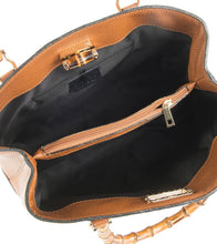 Load image into Gallery viewer, Bianca Bamboo-Handle Leather Tote Handbag| Taupe
