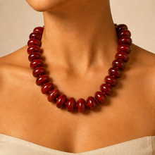 Load image into Gallery viewer, Rondelle Chunky Resin Bead Statement Necklace | Terracota
