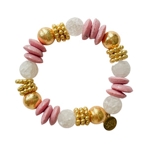 Pink African Ashanti & Daisies Bracelet | 12mm