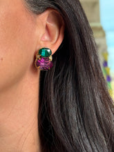 Load image into Gallery viewer, Clara Crystal Stud Earrings | Emerald &amp; Violet
