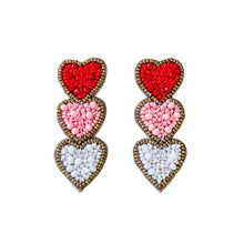 Load image into Gallery viewer, Valentines Triple Heart Earrings
