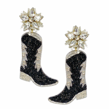 Load image into Gallery viewer, Black Cowgirl Boot Earrings
