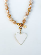 Load image into Gallery viewer, White and Gold Heart Charm Pendant
