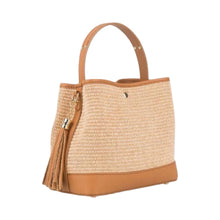 Cargar imagen en el visor de la galería, Adrianna Raffia and Leather Handbag | Ivory
