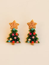 Load image into Gallery viewer, Twinkle Christmas Tree Earrings | Classic Green
