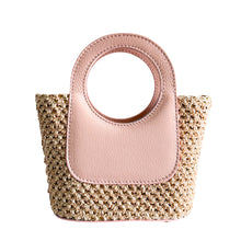 Load image into Gallery viewer, Arianna Raffia and Leather Handbag | Pink Blush

