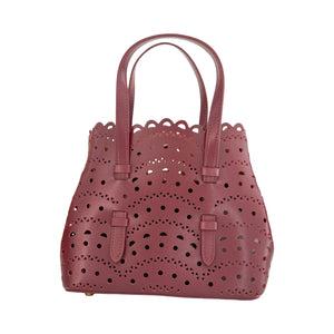 Mini Mia Perforated Leather Handbag | Burgundy