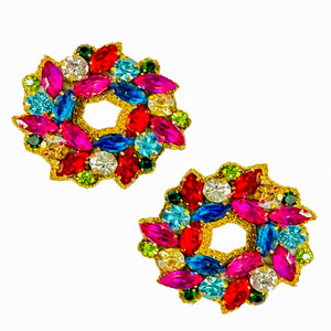 Holiday Wreath Earrings | Bright Muticolor