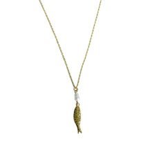 Load image into Gallery viewer, Gold Fish and Pearl Pendant Necklace
