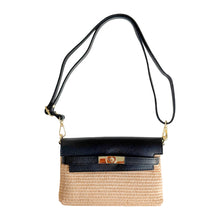 Cargar imagen en el visor de la galería, Emma Raffia Shoulder Handbag | Black

