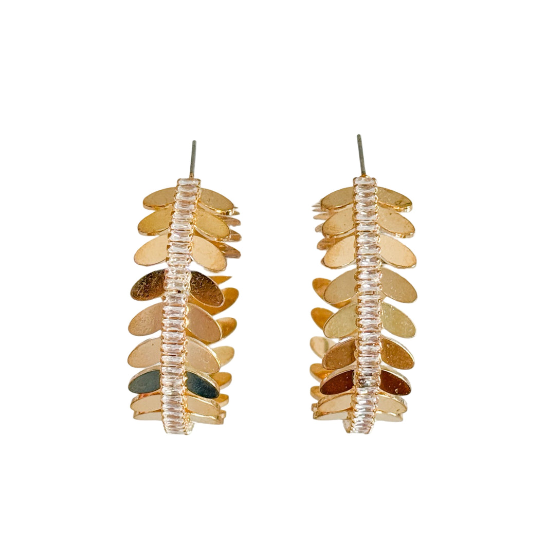 Shine Bright Stone and Gold Hoop Earrings