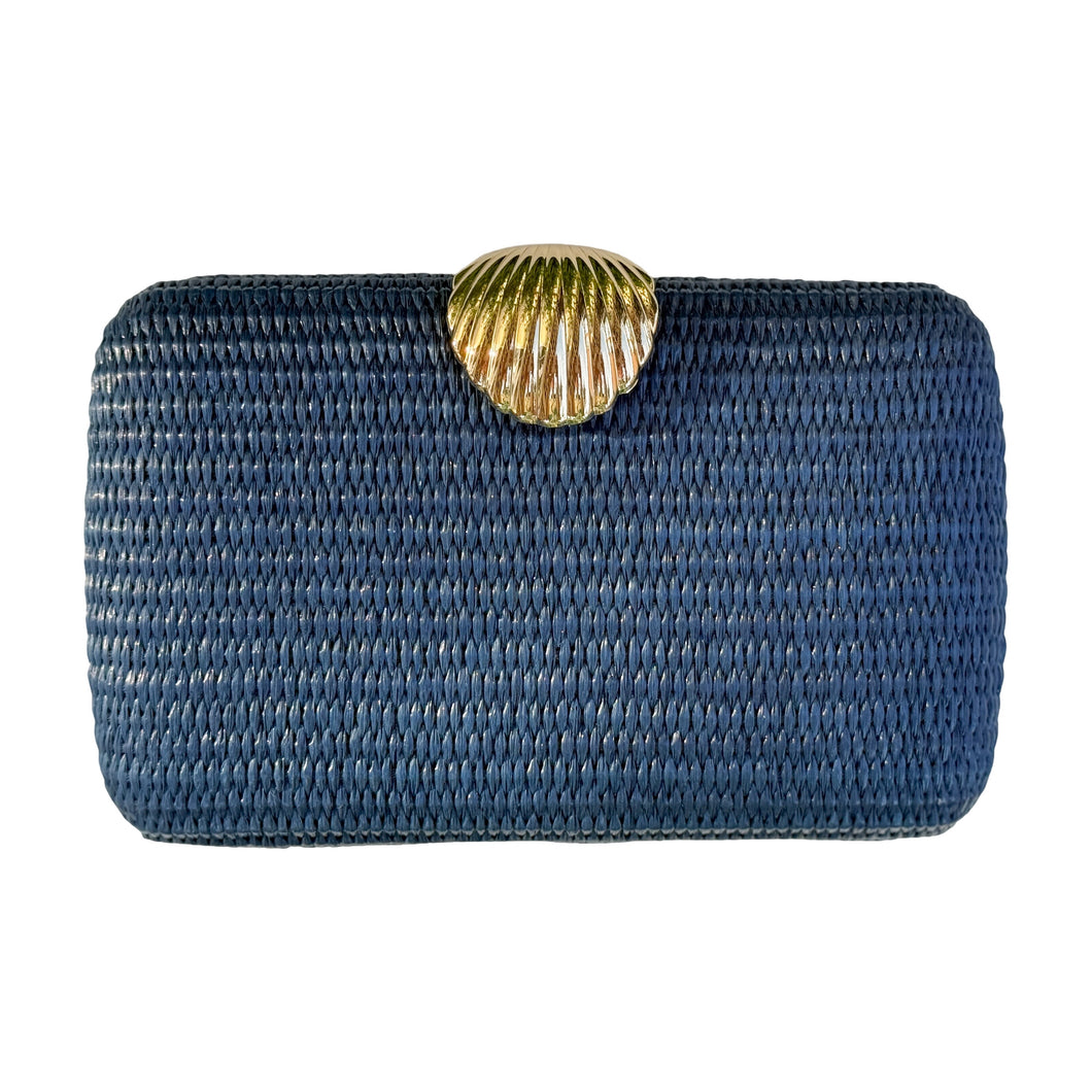 French Riviera Seashell Clutch Handbag | Navy Blue