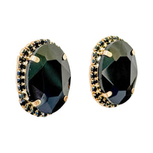 Load image into Gallery viewer, Night Out Oval Stone Earrings Black

