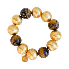Load image into Gallery viewer, Tiger's Eye &amp; Brushed Gold Chunky Beaded Stretch Bracelet
