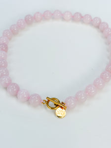 Rose Quartz Gemstone Knotted Necklace
