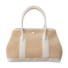 Cargar imagen en el visor de la galería, Amèlia Raffia and Leather Handbag | Ivory

