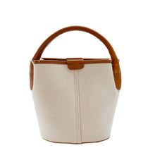 Cargar imagen en el visor de la galería, Canvas &amp; Leather Bucket Bag | Brown Trim
