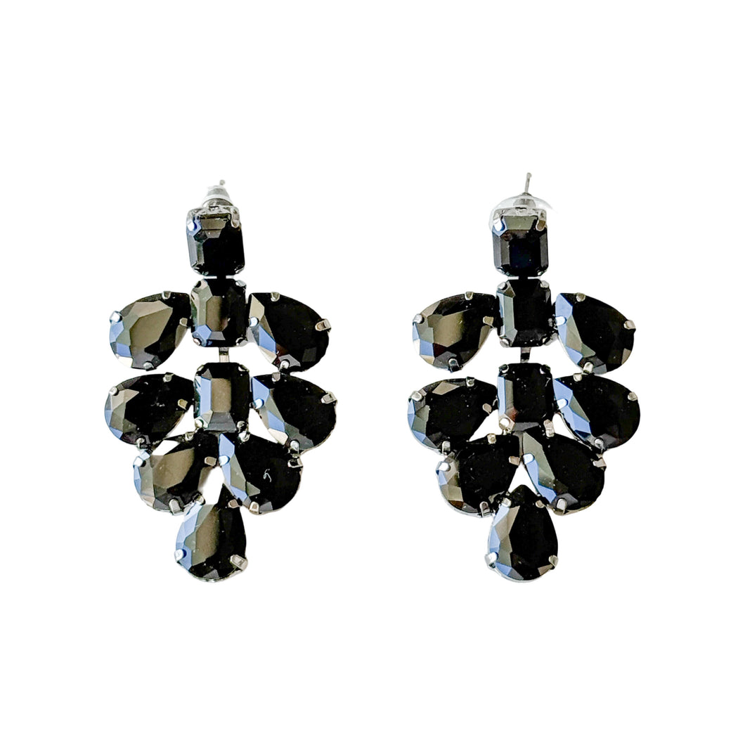 Ball Night Black Crystal Earrings