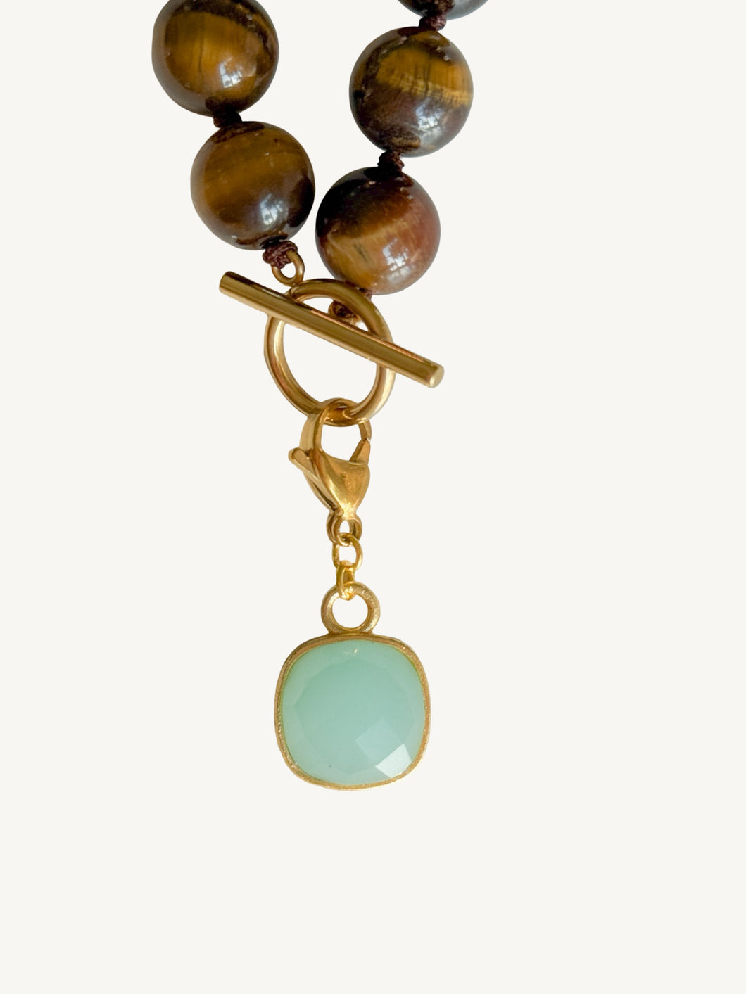Green Chalcedony Square Glass Pendant
