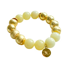 Load image into Gallery viewer, Butter Yellow Jade and Gold Beads Bracelet | 12mm
