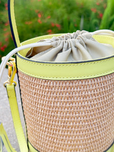 Monte-Carlo Raffia Bucket Handbag | Lemon Yellow