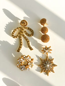 Coquette Embroidered Earrings | Golden