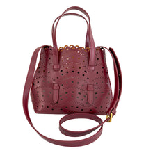 Load image into Gallery viewer, Mini Mia Perforated Leather Handbag | Burgundy
