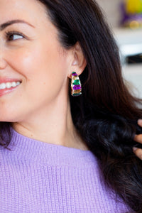 Mardi Gras Dazzling Hoop Earrings