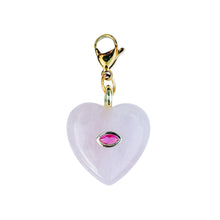 Load image into Gallery viewer, Pink Quartz and Centered Eye Puffy Charm Pendant
