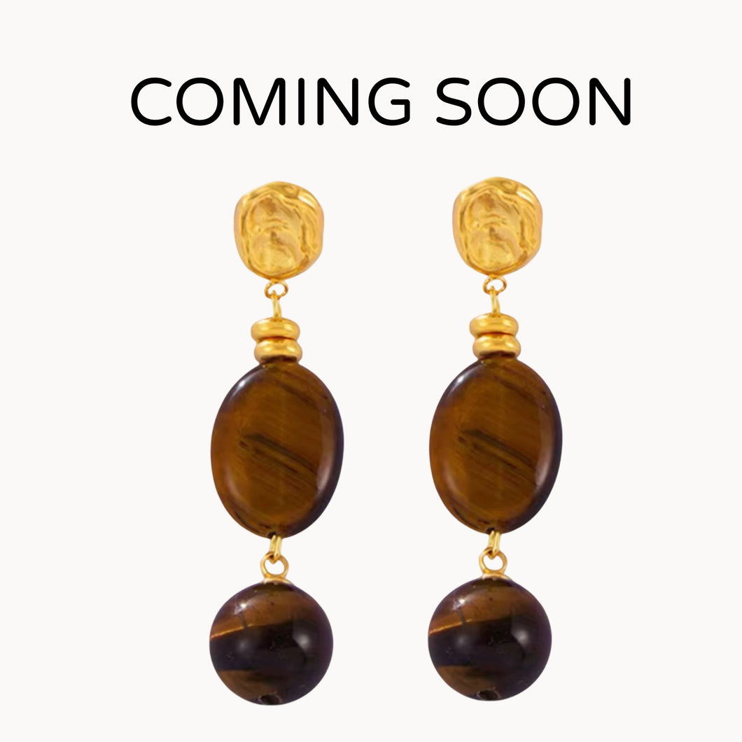 Cecilia Drop Tiger Eye Earrings