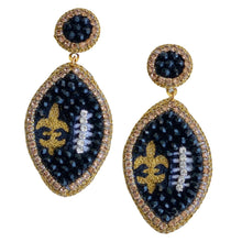 Load image into Gallery viewer, Saints Black and Gold Beaded GameDay Football Earrings
