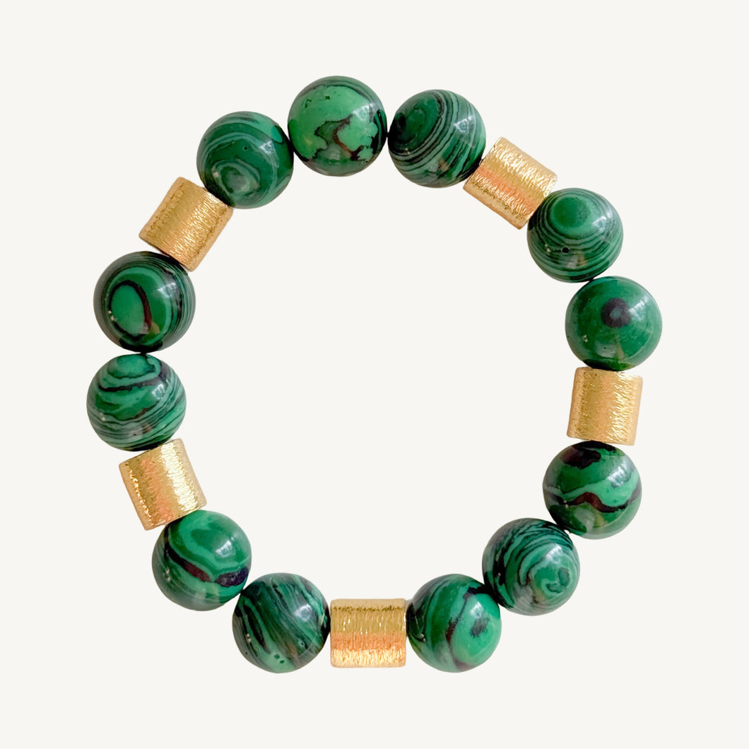 Malachite and Gold  Bracelet I | 14 mm