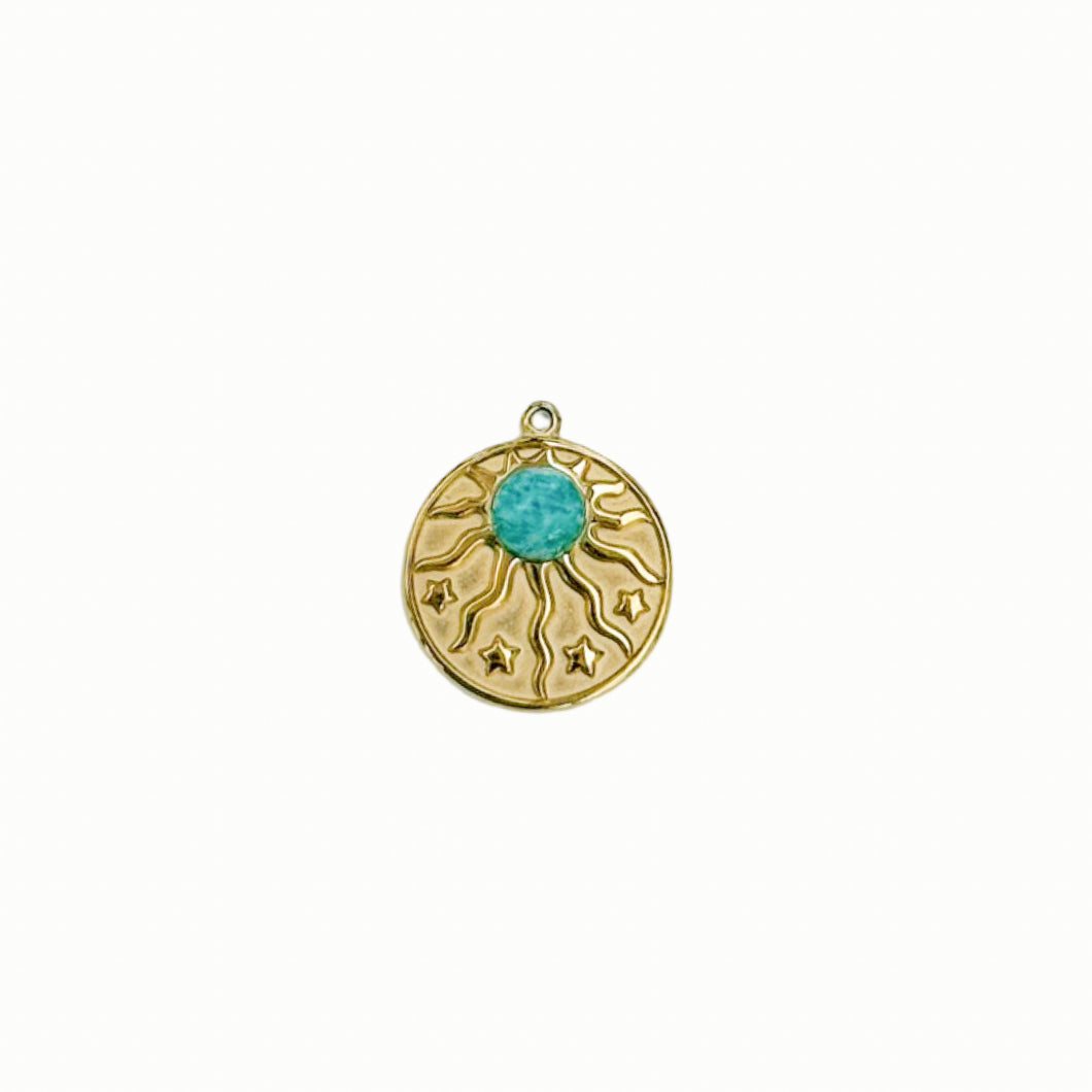 Turquoise Dainty Coin Pendant